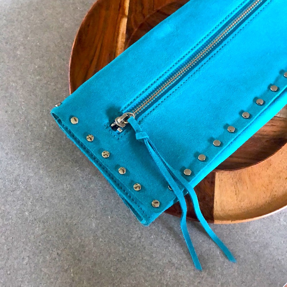 BANANA REPUBLIC GENUINE SUEDE TURQUOISE CLUTCH